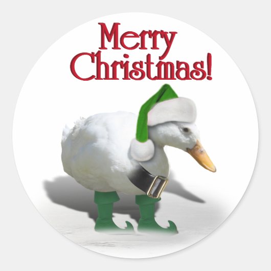 Kerstmis Elf Duck - Santa's Helper Ronde Sticker (Voorkant)