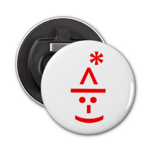 Kerstmis - Elf Emoticon Xmas ASCII - tekst Art Button Flesopener