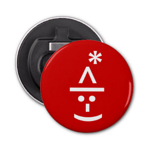 Kerstmis - Elf Emoticon Xmas ASCII - tekst Art Button Flesopener