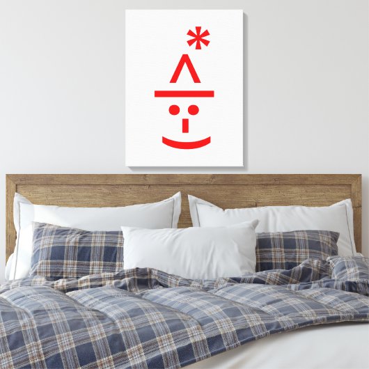 Kerstmis - Elf Emoticon Xmas ASCII - tekst Art Canvas Afdruk (Insitu (Slaapkamer))