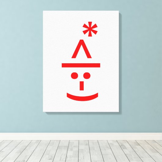 Kerstmis - Elf Emoticon Xmas ASCII - tekst Art Canvas Afdruk (Insitu (Houten vloer))