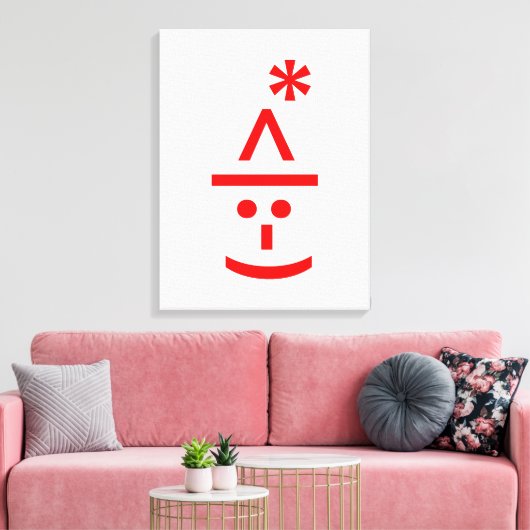 Kerstmis - Elf Emoticon Xmas ASCII - tekst Art Canvas Afdruk (Insitu (Woonkamer))
