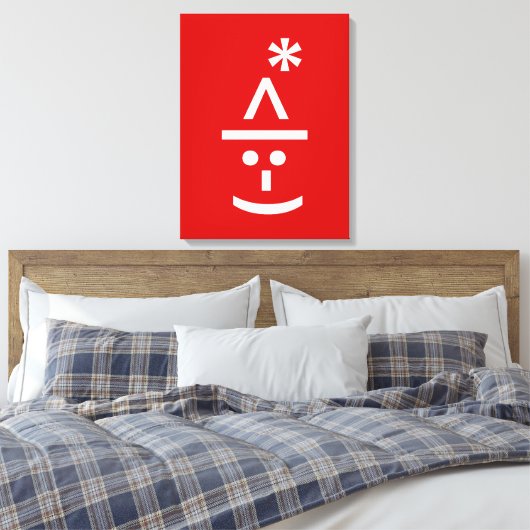Kerstmis - Elf Emoticon Xmas ASCII - tekst Art Canvas Afdruk (Insitu (Slaapkamer))