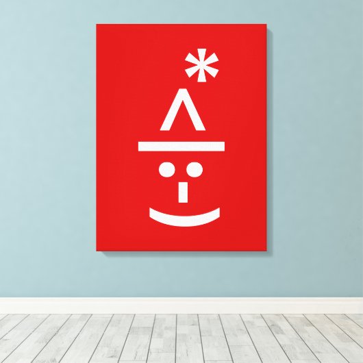 Kerstmis - Elf Emoticon Xmas ASCII - tekst Art Canvas Afdruk (Insitu (Houten vloer))