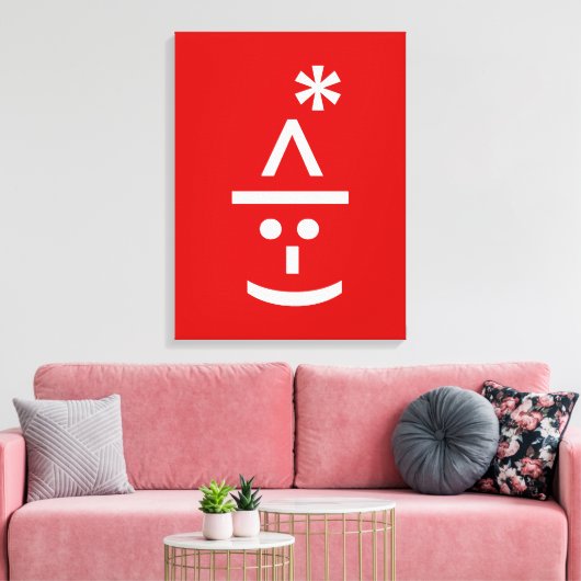 Kerstmis - Elf Emoticon Xmas ASCII - tekst Art Canvas Afdruk (Insitu (Woonkamer))