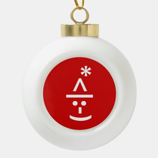 Kerstmis - Elf Emoticon Xmas ASCII - tekst Art Keramische Bal Ornament (Voorkant)