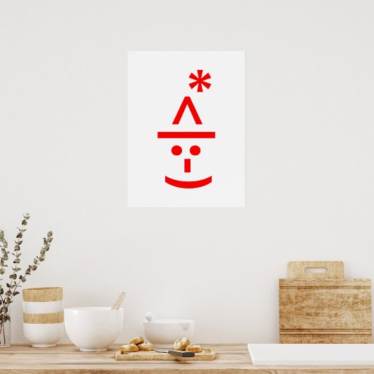 Kerstmis - Elf Emoticon Xmas ASCII - tekst Art Poster (Keuken)