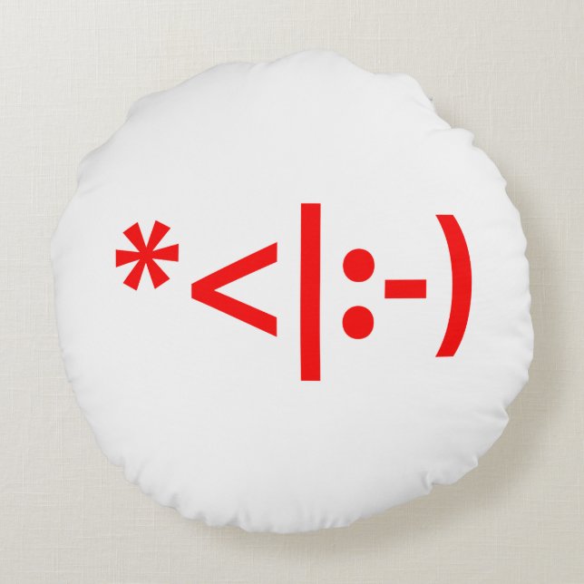 Kerstmis - Elf Emoticon Xmas ASCII - tekst Art Rond Kussen (Achterkant)