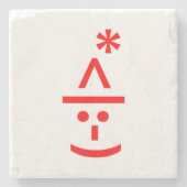 Kerstmis - Elf Emoticon Xmas ASCII - tekst Art Stenen Onderzetter (Voorkant)