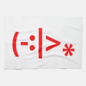 Kerstmis - Elf Emoticon Xmas ASCII - tekst Art Theedoek (Horizontaal)