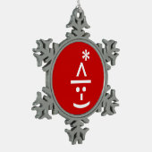 Kerstmis - Elf Emoticon Xmas ASCII - tekst Art Tin Sneeuwvlok Ornament (Links)