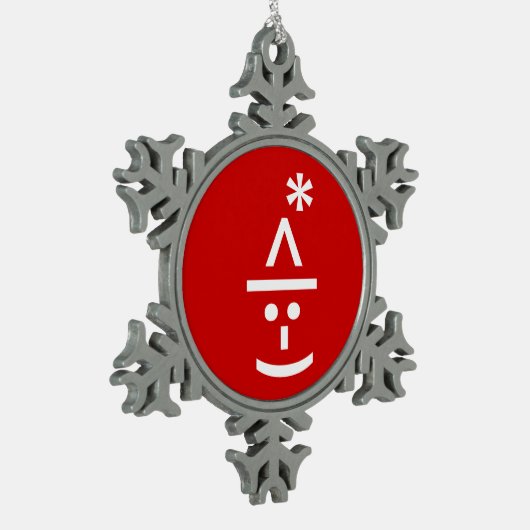 Kerstmis - Elf Emoticon Xmas ASCII - tekst Art Tin Sneeuwvlok Ornament (Links)