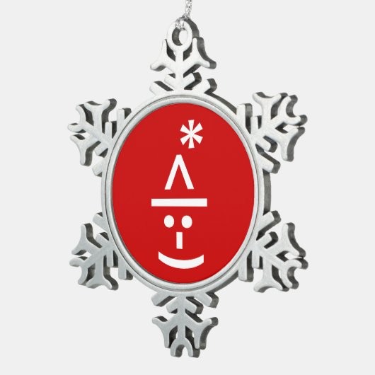 Kerstmis - Elf Emoticon Xmas ASCII - tekst Art Tin Sneeuwvlok Ornament (Rechts)