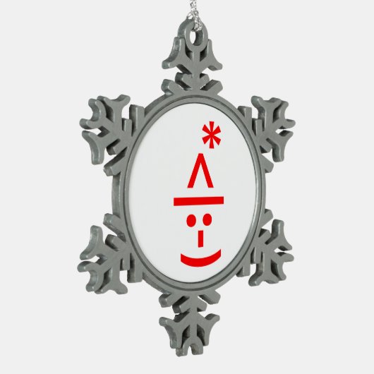 Kerstmis - Elf Emoticon Xmas ASCII - tekst Art Tin Sneeuwvlok Ornament (Links)