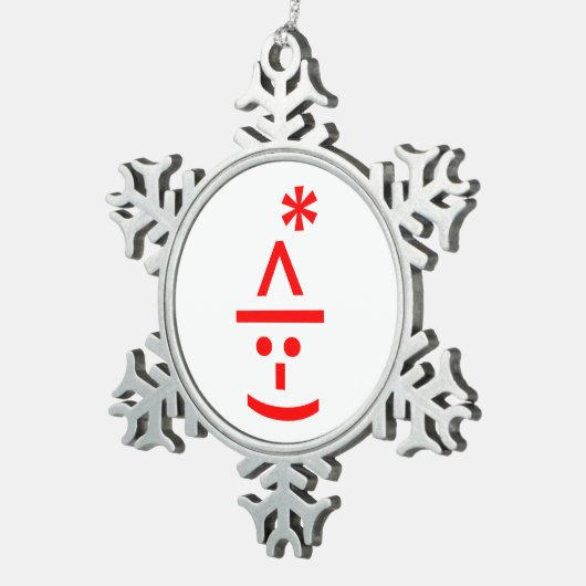 Kerstmis - Elf Emoticon Xmas ASCII - tekst Art Tin Sneeuwvlok Ornament (Rechts)