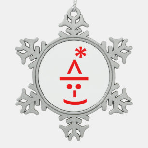 Kerstmis - Elf Emoticon Xmas ASCII - tekst Art Tin Sneeuwvlok Ornament