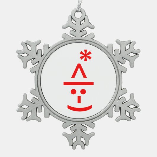 Kerstmis - Elf Emoticon Xmas ASCII - tekst Art Tin Sneeuwvlok Ornament (Voorkant)
