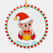 Kerstmis, Elf en Aangepaste naam Keramisch Ornament (Achterkant)