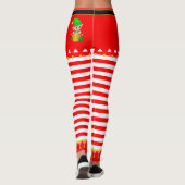 Kerstmis, Elf en Jingle Bells op Red White Striped Leggings (Achterkant)