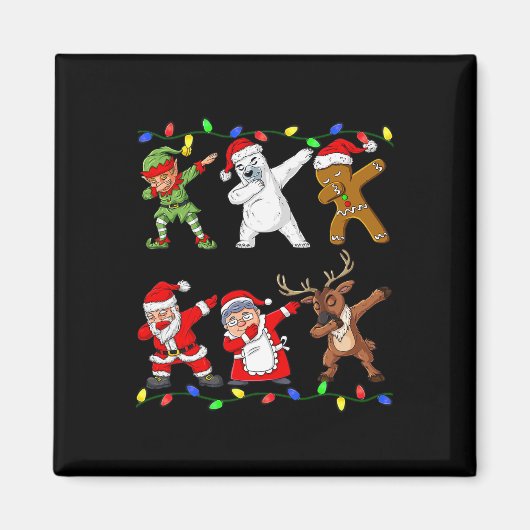 Kerstmis: Elf en Vrienden jongens Kinder Dab Xm Magneet (Voorkant)