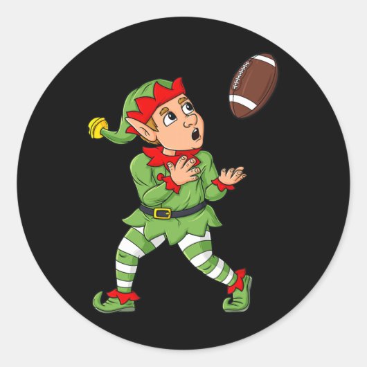 Kerstmis - Elf Football - brede kookplaat Kinder Ronde Sticker (Voorkant)
