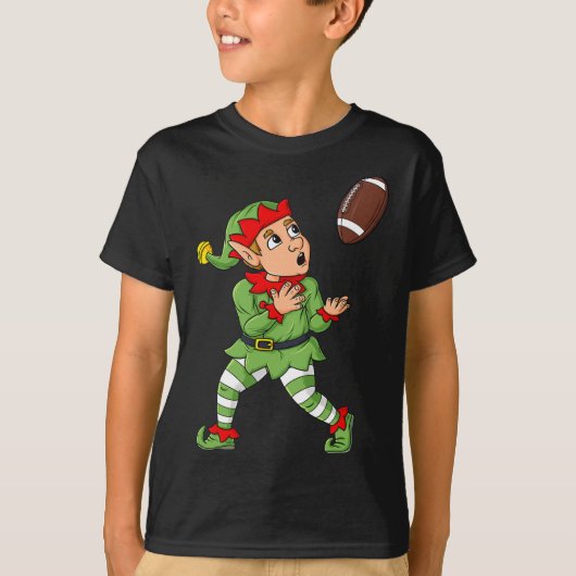 Kerstmis - Elf Football - brede kookplaat Kinder T-shirt (Voorkant)