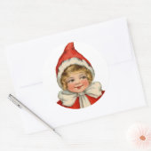 Kerstmis Elf Girl Ronde Sticker (Envelop)