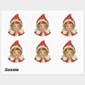 Kerstmis Elf Girl Ronde Sticker (Vel)