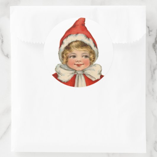 Kerstmis Elf Girl Ronde Sticker (Tas)