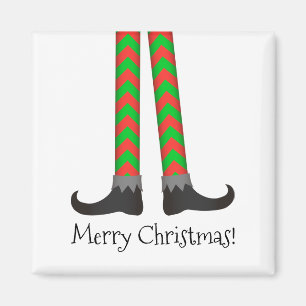 Kerstmis Elf Legs Magnet - Chevron Costume