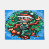 Kerstmis Elf met Wreath Deurmat (Voorkant)