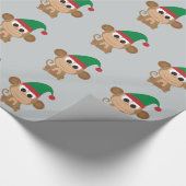 Kerstmis Elf Monkey Cadeaupapier (Hoek)