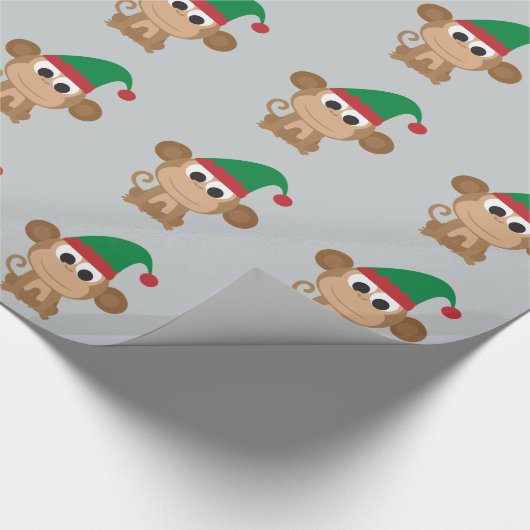 Kerstmis Elf Monkey Cadeaupapier (Hoek)