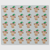 Kerstmis Elf Monkey Cadeaupapier (Vlak)