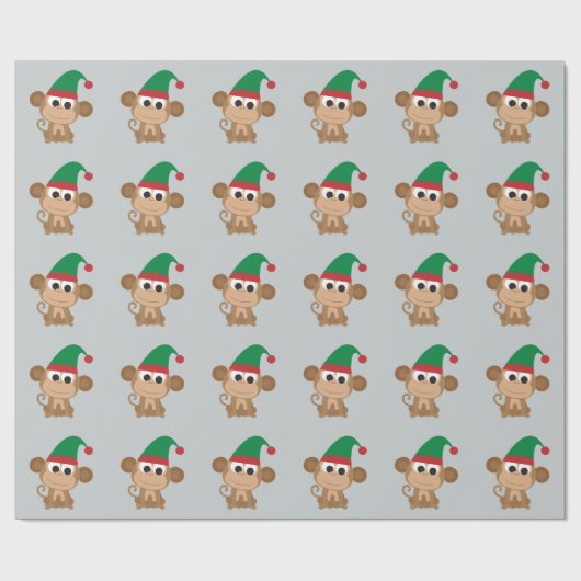 Kerstmis Elf Monkey Cadeaupapier (Vlak)