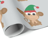 Kerstmis Elf Monkey Cadeaupapier (Rol Hoek)