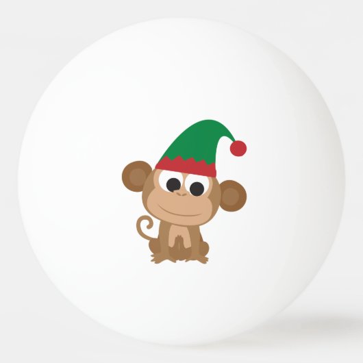 Kerstmis Elf Monkey Pingpongbal (Voorkant)