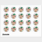 Kerstmis Elf Monkey Ronde Sticker (Vel)