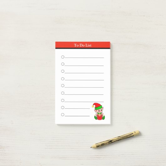 Kerstmis Elf om lijst te doen Post-it® Notes (Op bureau)