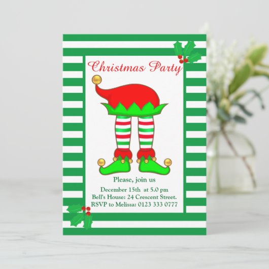 Kerstmis Elf over de uitnodiging van de Groene Wit (Staand voorkant)