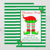 Kerstmis Elf over de uitnodiging van de Groene Wit (Voorkant / Achterkant)