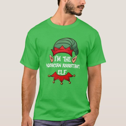 Kerstmis Elf Pajama Ik ben de assistent E T-shirt (Voorkant)