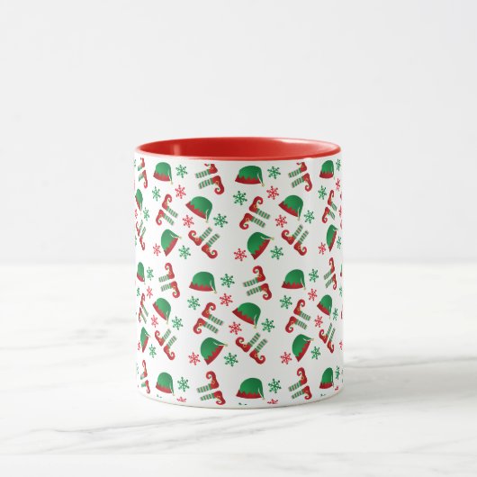 Kerstmis, Elf Pattern Snowflakes Red Mok (Midden)