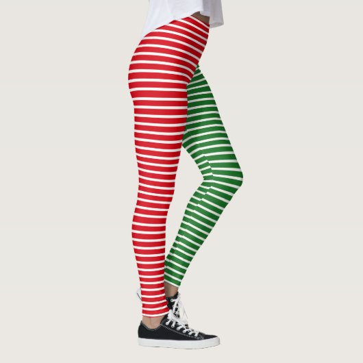 Kerstmis, Elf Red en Green Striped Leggings (Rechts)
