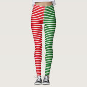 Kerstmis, Elf Red en Green Striped Leggings (Voorkant)