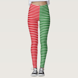 Kerstmis, Elf Red en Green Striped Leggings