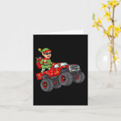 Kerstmis - Elf Riding Monster Truck Boys Kinder Fa Kaart (Gele Bloem)