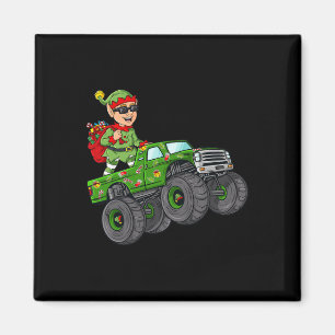 Kerstmis - Elf Riding Monster Truck Boys Kinder Fa Magneet