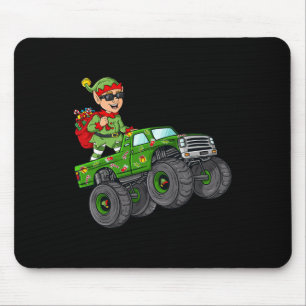 Kerstmis - Elf Riding Monster Truck Boys Kinder Fa Muismat