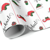 Kerstmis, Elf Shoes Petten Holiday, persoonlijk Cadeaupapier (Rol Hoek)